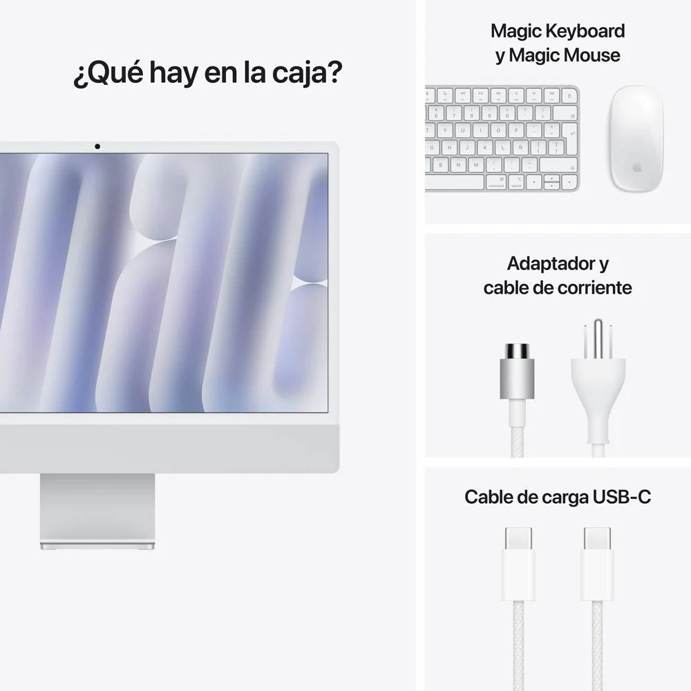 iMac 24" M4 / 10CPU - 10GPU / 16GB -  256GB - Plata / Vidrio Nanotexturizado