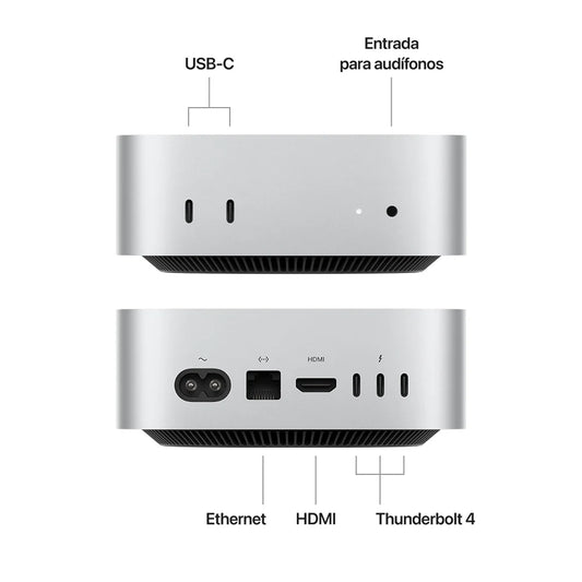 Mac Mini M4 / 10CPU - 10GPU / 16GB - 512GB - Plata