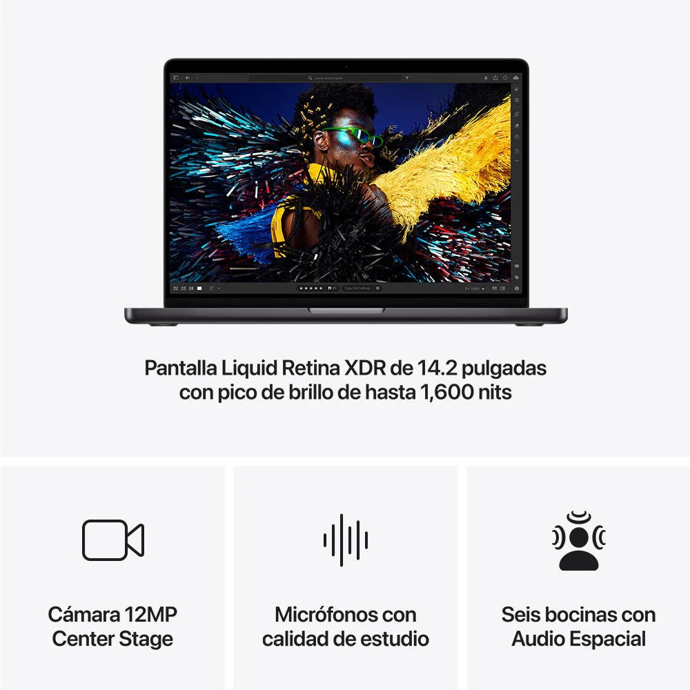 MacBook Pro 14" M4 PRO / 12CPU - 16GPU / 24GB - 1TB - Negro Espacial